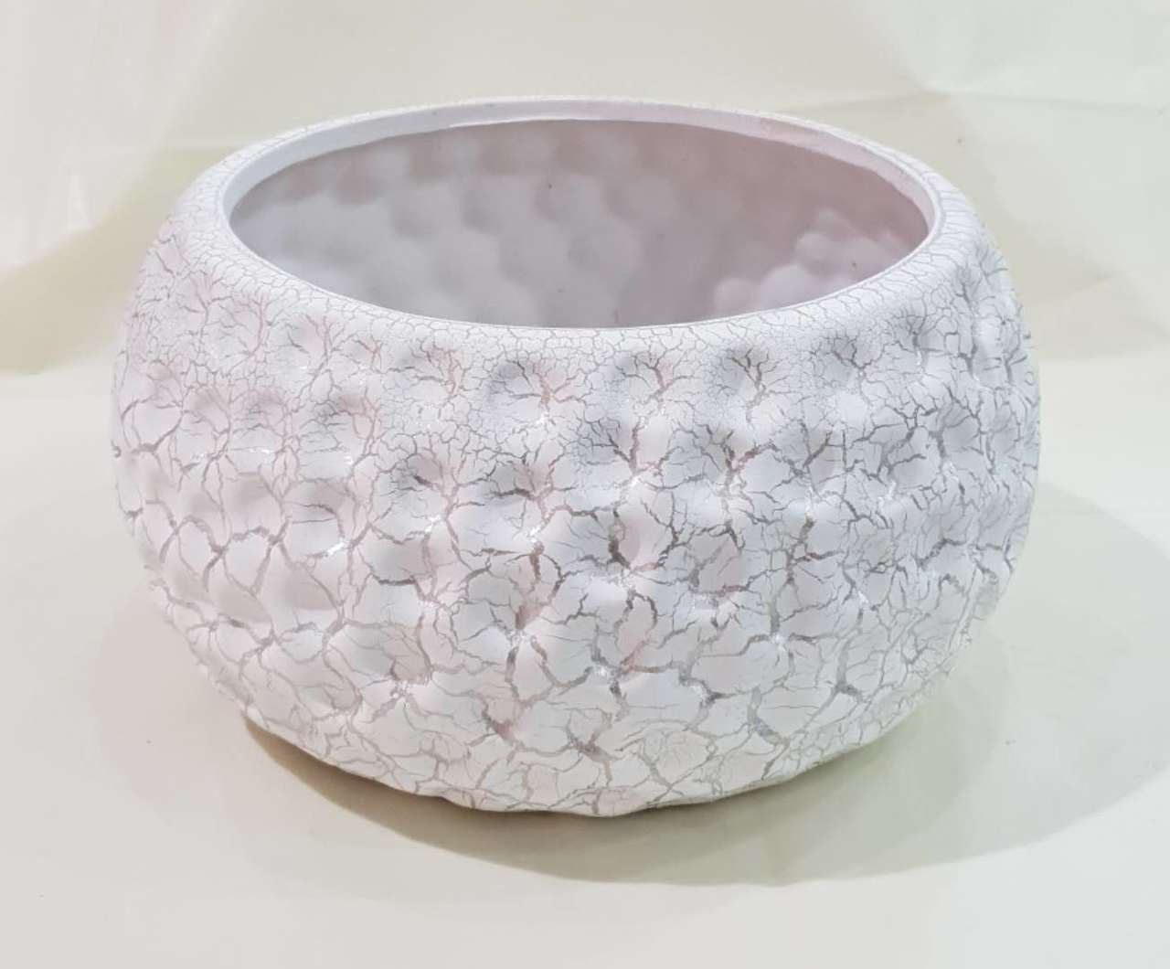 Ceramic Flower Pot (White with gold pattern, D=21cm, H ...